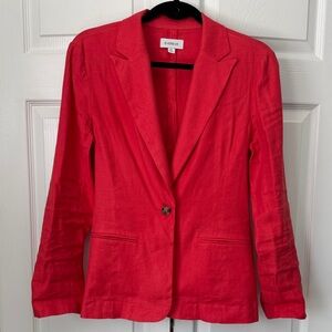 Evereve Vibrant Coral Red Linen Blazer